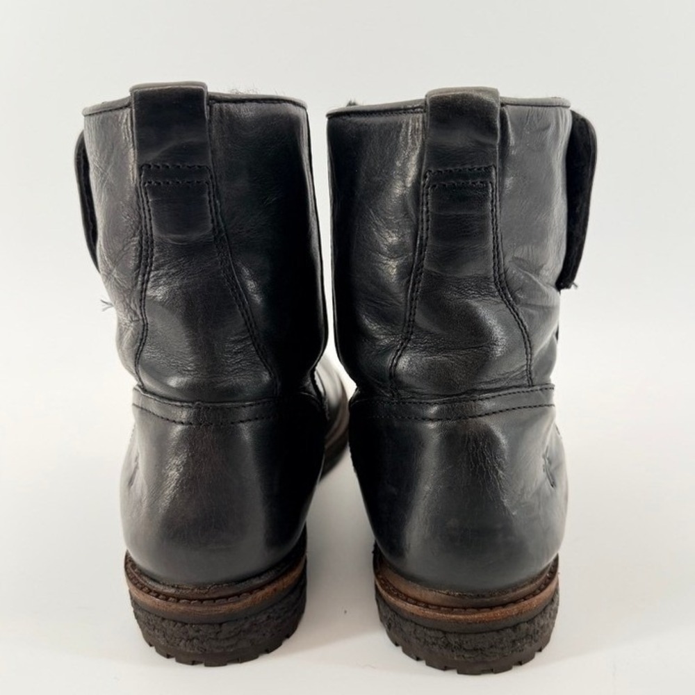 Frye Celia Black Leather Shearling Lined Short Boot 8.5B Deadstock Winter Cozy - Picture 4 of 10